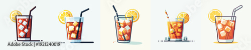 Vector of iced lemon tea