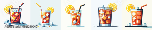 Vector of iced lemon tea