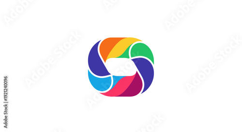 Free Download A vibrant, multicolored camera shutter icon on a clean white background viewed from directly above - GFXLoad