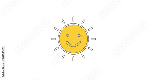 Smiling Sun Icon - Cheerful Weather and Happiness Concept