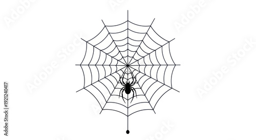 Spider and Web Halloween Graphic - Isolated on White