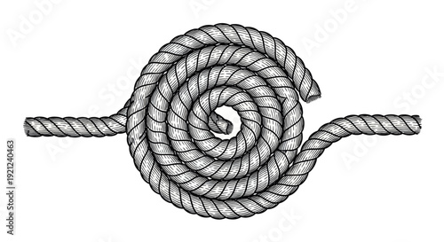 Coiled Rope Spiral with Straight Ends - Nautical Knot Illustration