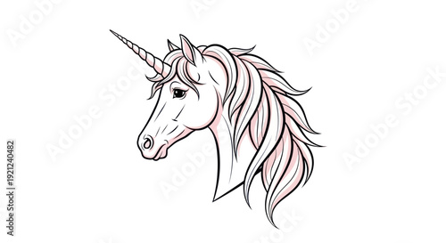 Elegant Unicorn Head Illustration - Mythical Creature Profile