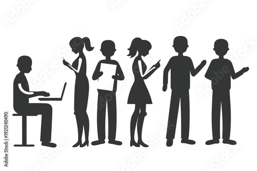 Social Media Networking People Icon Group with Business Customer Demographics Silhouette