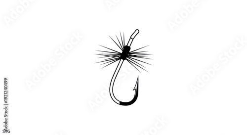Fishing fly lure, hook, bait, symbol of fishing, isolated on white background