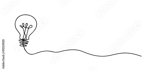 Continuous one line drawing of Light bulb icon set. innovation and sparks creativity symbol. vector illustration, Light bulb continuous one line drawing. Single line vector illustration with editable 