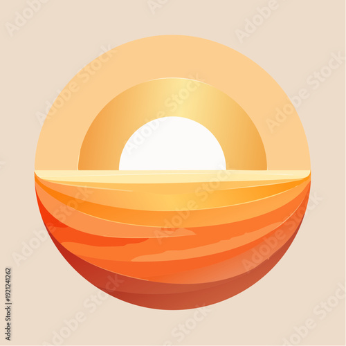 Cross-section illustration of a planet or celestial body with layers and a bright light source