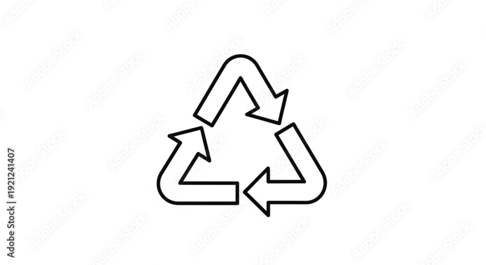 Fototapeta premium Recycling symbol icon simple black outline on white background representing sustainability and eco friendly practices