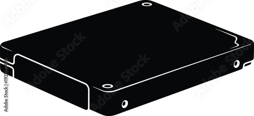 Black rectangular electronic device with screws