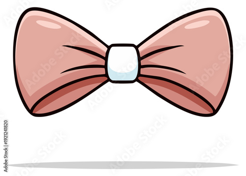 Cute Cartoon Bow Tie Illustration Soft Pink Color with White Center Accent