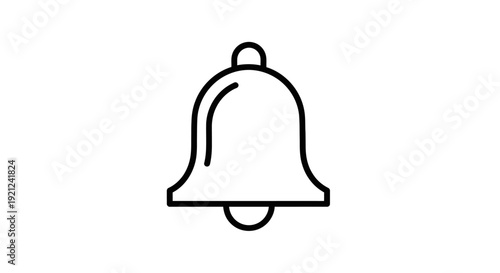 A simple black line illustration of a bell on a plain background viewed from the front