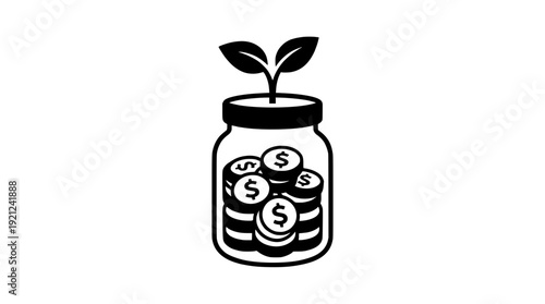 Investment Growth Finance Portfolio Seedling Icon Vector