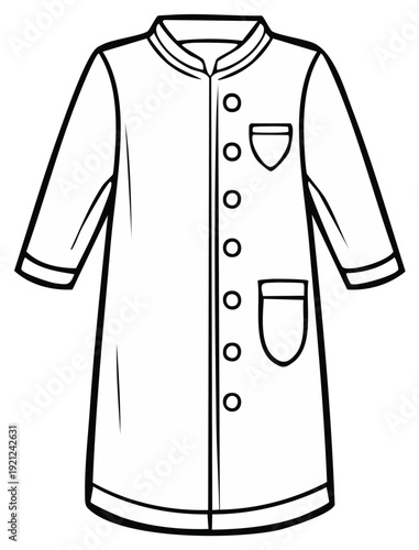 Simple Outline Illustration of a Traditional Middle Eastern Thobe Robe