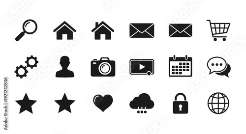 Collection of common black icons including a human silhouette