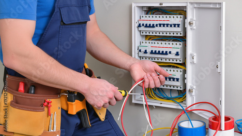 Bild auf Leinwand electrician at work