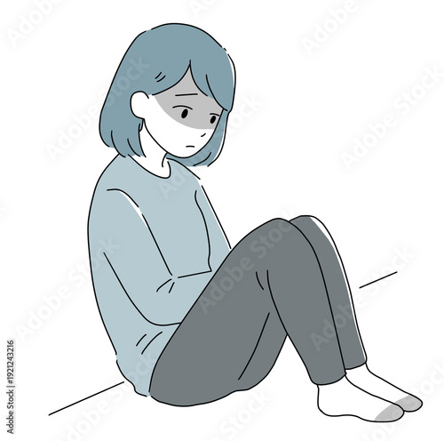 Canvastavla 座って落ち込む女性 影あり
