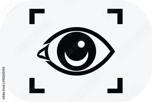 A stylized eye icon with a camera viewfinder