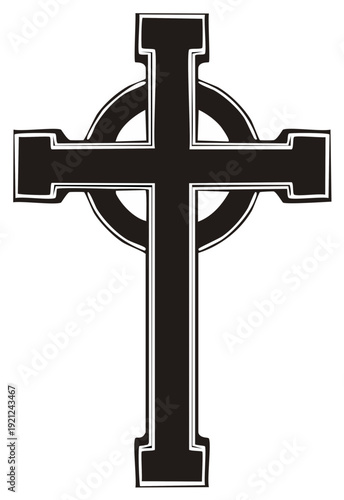 Black Celtic Cross Symbol Religious Iconography Graphic Design