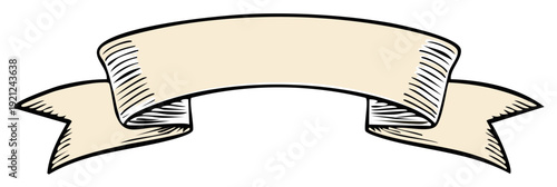 Blank Vintage Ribbon Banner with Hand Drawn Sketchy Style