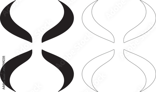 Black and white curved shapes forming symmetrical patterns