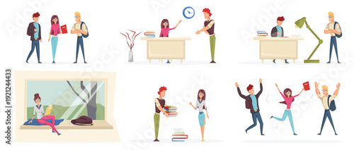 students studying and celebrating success at university