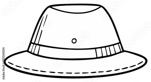 Line Drawing of a Safari Hat with a Band and Ventilation Hole