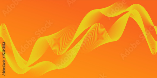 Abstract glowing wave lines on orange background. Dynamic wave pattern. Modern flowing wavy lines. Futuristic technology concept. Suit for banner, poster, cover, brochure, flyer, website