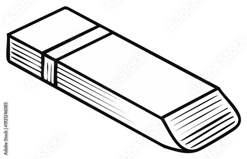 Black and white illustration of a rubber eraser for school or office use