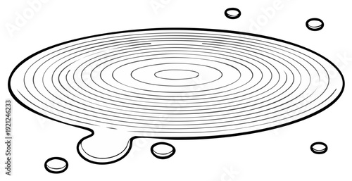 Ripples on Water Surface Concentric Circles Droplets Line Art