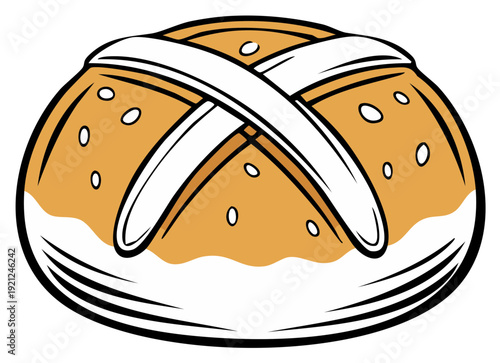 Delicious Hot Cross Bun with White Icing Cross and Speckles for Easter Baking