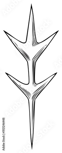 Stylized abstract symbol representing a bird footprint or tribal design