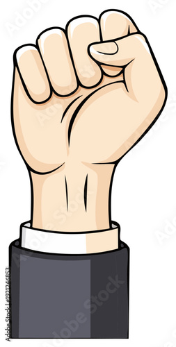 Cartoon Fist Raised in Protest against Injustice or Powerful Demonstration