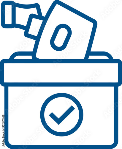 Voting box icon with ballot paper and checkmark