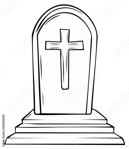 Cartoon headstone with cross