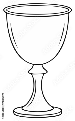 Black and white line art illustration of a classic chalice or goblet for drinkware concepts