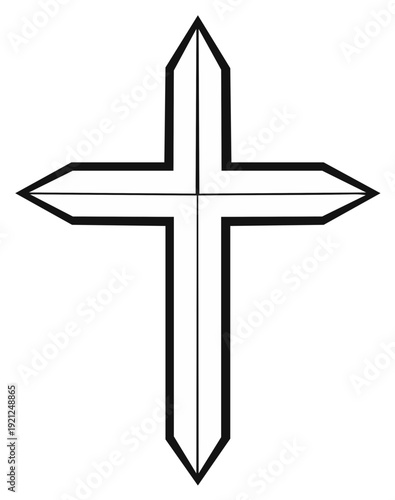 Stylized Christian Cross Symbol Icon Outline Art