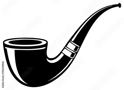 Tobacco Pipe Black and White Detailed Illustration Classic Smoking Instrument for Relaxation