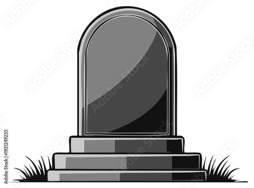 Simple Stone Tombstone Gravestone Monument Symbol Graphic Art