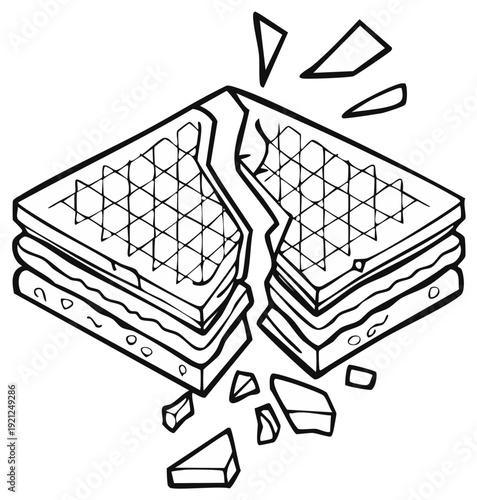 Broken wafer cookie illustration isolated on white background