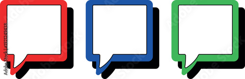 Set of Modern Vector Speech Square in Bright Colors Over Teal Background – Ideal for Chat Interfaces, Messaging Apps, and Graphic Design Projects