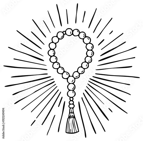 Sketch of a Tasbih Prayer Beads with Radiating Lines