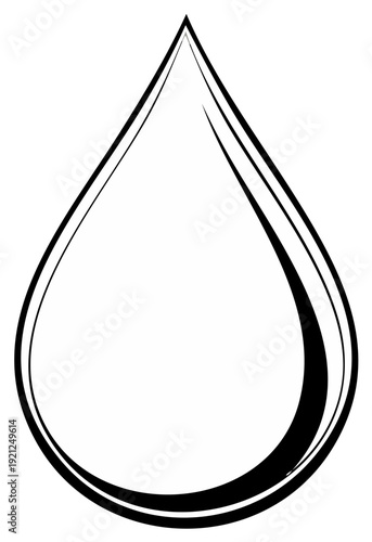 Abstract illustration of a black and white water drop with multiple outlines