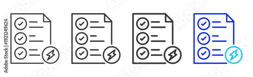 Document Check Business Icon Set Collection Creative Outline Style for Competence with Multiple Thickness Variations Vector Pack for Professional Design Use