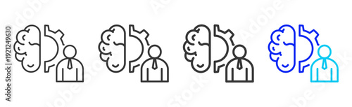 Cognitive System Business Icon Set Collection Creative Outline Style for Competence with Multiple Thickness Variations Vector Pack for Professional Design Use