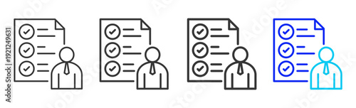 Document Review Business Icon Set Collection Creative Outline Style for Competence with Multiple Thickness Variations Vector Pack for Professional Design Use