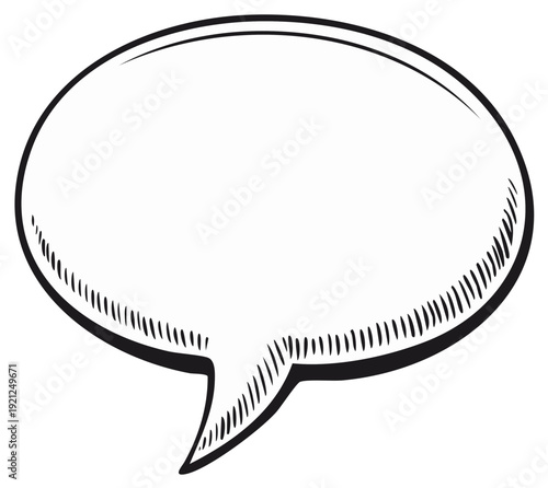 Hand drawn empty comic book speech bubble with hatching detail for text