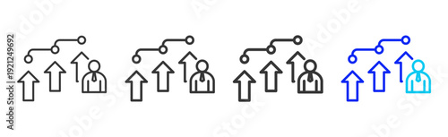 Growth Leader Business Icon Set Collection Creative Outline Style for Competence with Multiple Thickness Variations Vector Pack for Professional Design Use