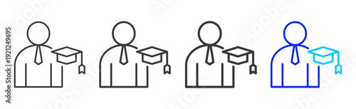 Career Graduate Business Icon Set Collection Creative Outline Style for Competence with Multiple Thickness Variations Vector Pack for Professional Design Use