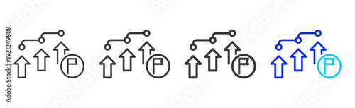 Strategic Growth Business Icon Set Collection Creative Outline Style for Competence with Multiple Thickness Variations Vector Pack for Professional Design Use