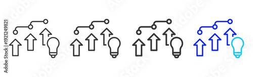 Growth Idea Business Icon Set Collection Creative Outline Style for Competence with Multiple Thickness Variations Vector Pack for Professional Design Use